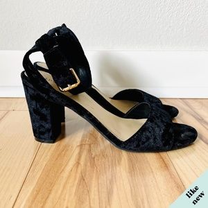 Indigo Rd. Black Crushed Velvet Heeled Sandals